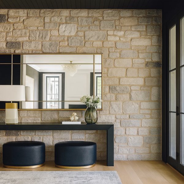 İç mekân dekorasyonda doğal taş duvar uygulaması