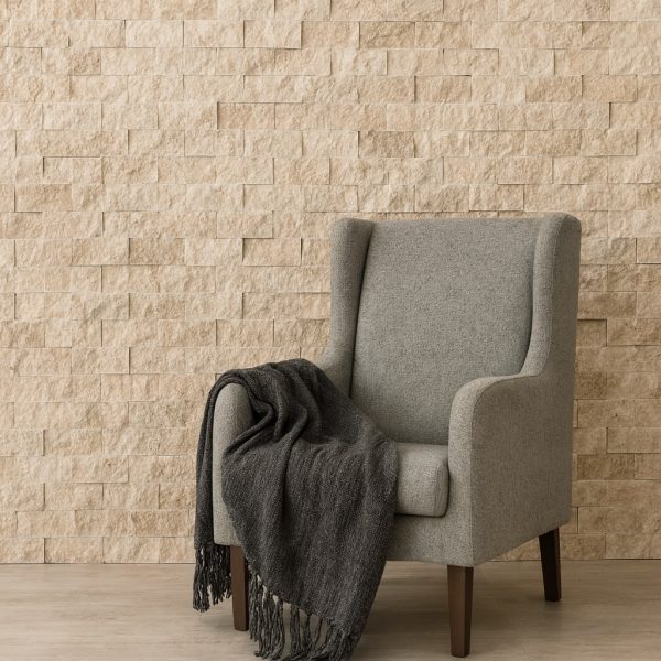 Taş ve Tuğla Dekorasyon Model-18-2 Koltuk arkası bej doğal patlatma taş duvar modeli