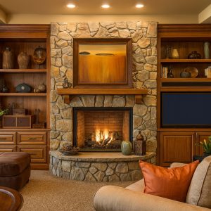 Taş ve Tuğla Dekorasyon Model-26-2 Şömine doğal taş duvar kaplama modeli