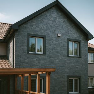 Taş ve Tuğla Dekorasyon Model-30-1 Modern dış cephe kaplamaları ile tasarlanmış ev modeli