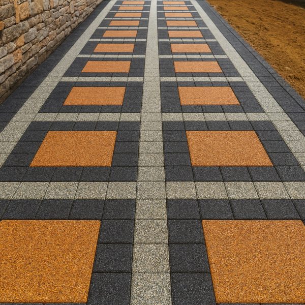 Bahçe yolu için kilitli parke taşı döşeme modeli