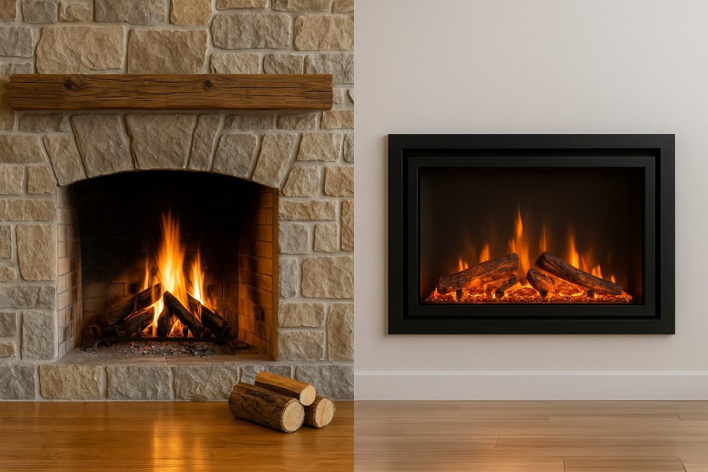 odunlu şömine elektrikli şömine atmosfer farkı