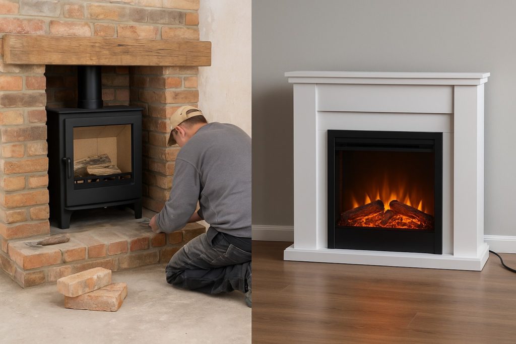 odunlu şömine elektrikli şömine kurulum kolaylığı