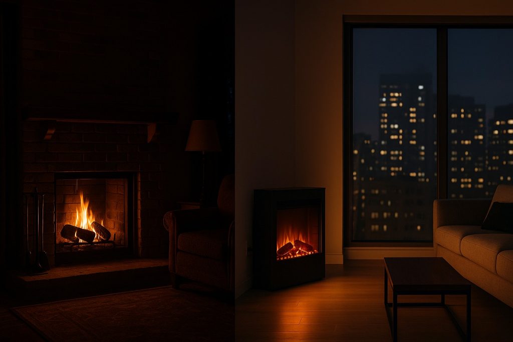 odunlu şömine elektrikli şömine enerji farkı