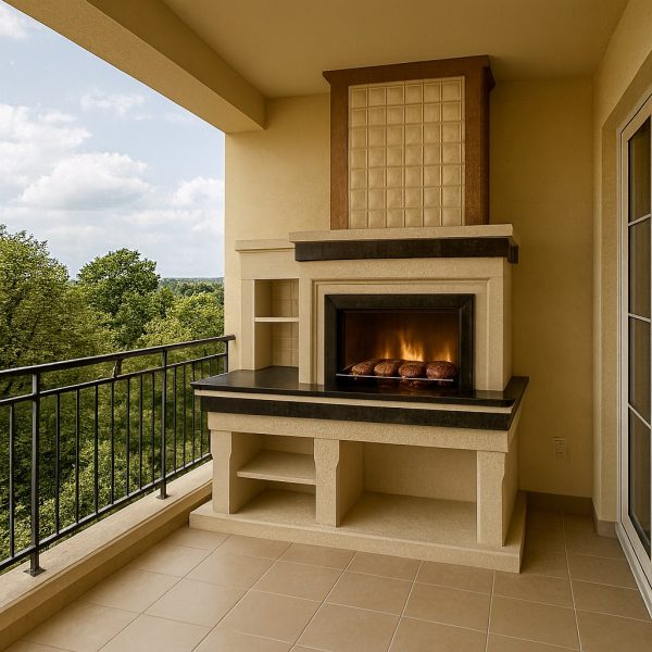 Barbekü Model 14-2 Modern çizgilere sahip şık ve dayanıklı lüks balkon barbekü