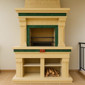 Modern taş barbekü Model 15 – balkon ve teras için şık barbekü tasarımı