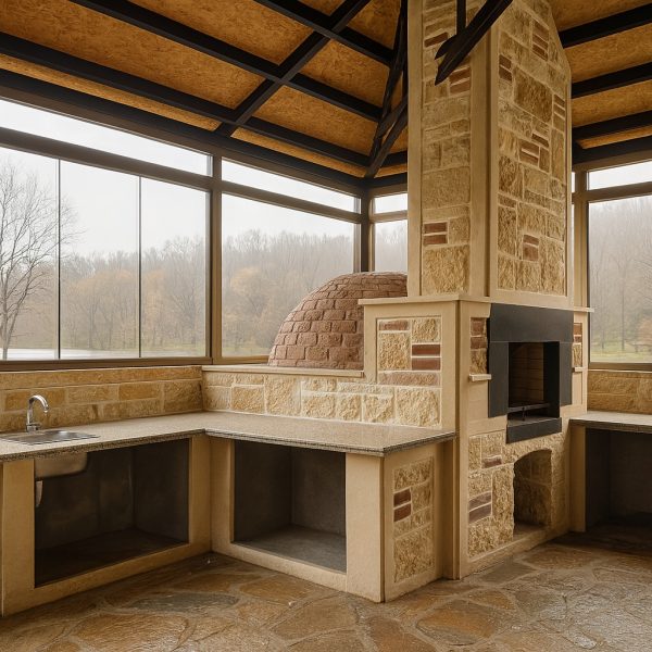 Model 17 lüks taş fırınlı barbekü iç mekân görüntüsü