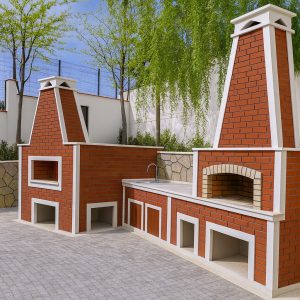 Lavabolu barbekü Model 18 kırmızı tuğla