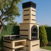 Lavabo ve tezgahlı özel tasarım bahçe barbeküsü
