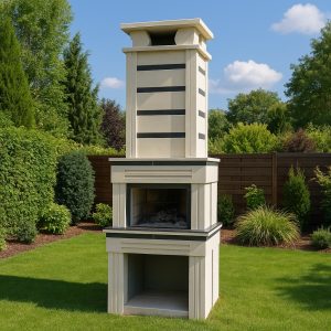 Bahçe barbekü çeşitleri içinde yer alan modern tasarımlı Model 3 barbekü ön görünüşü