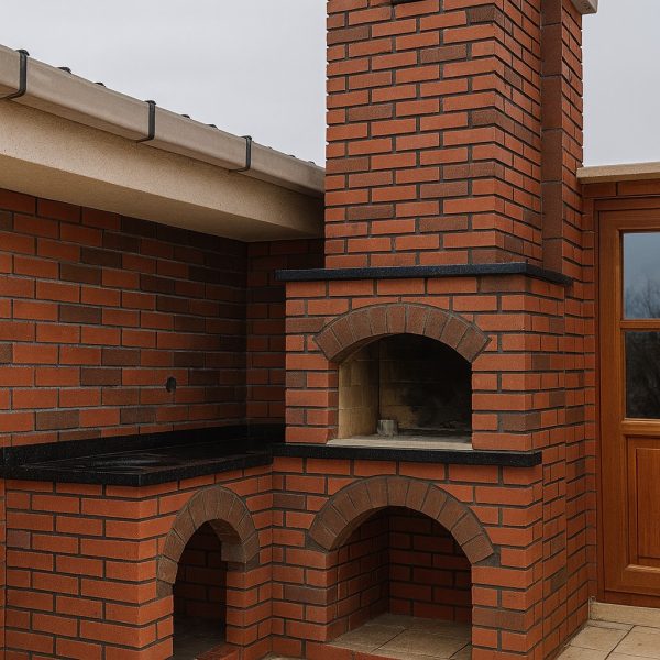 Barbekü Model 6-2 Tuğla barbekü modelleri – geniş ızgara ve odun depolama alanı