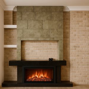 elektrikli-somine-model-5-1 Modern taş görünümlü elektrikli şömine – hazır şömine modelleri