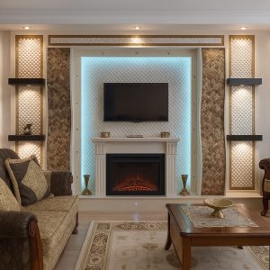 elektrikli-somine-model-7-1 Modern elektrikli şömine Model 7 oturma odası tasarımı