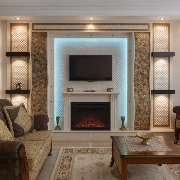 elektrikli-somine-model-7-1 Modern elektrikli şömine Model 7 oturma odası tasarımı