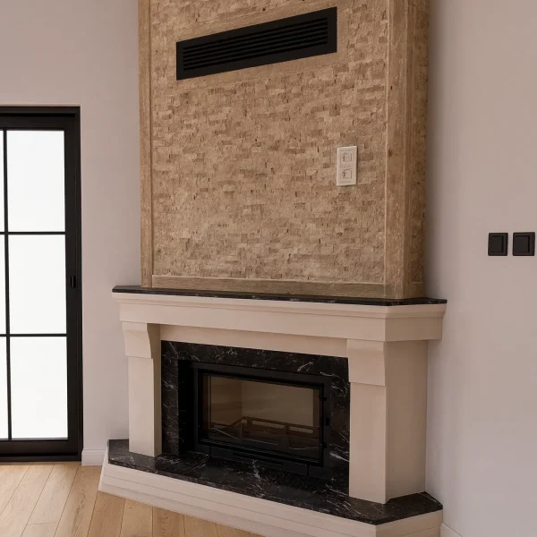 Klasik ve modern çizgilere sahip doğal taş şömine