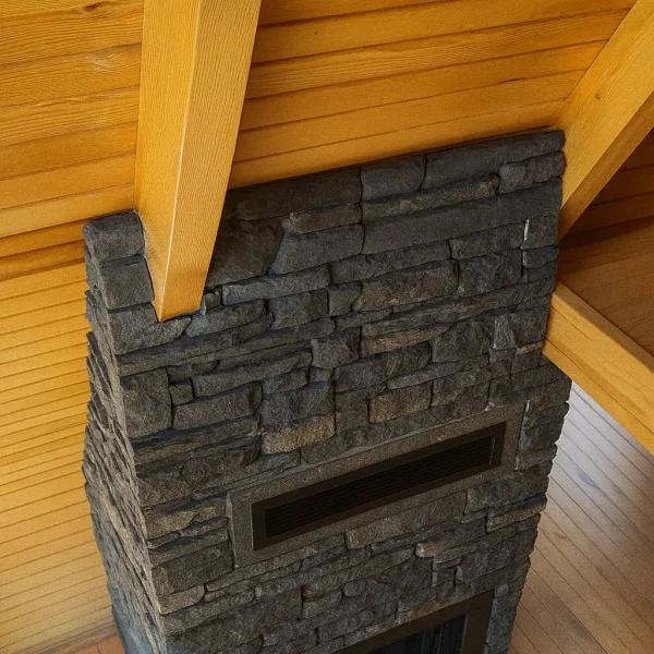 Tavan detaylarıyla birlikte doğal taş şömine Model 2