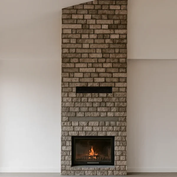 Rustik tuğla şömine modeli