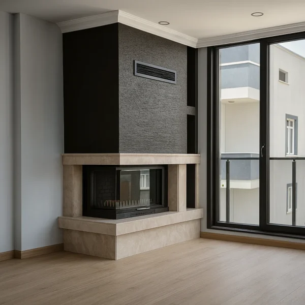 odunlu-somine-model-8-3 modern odunlu şömine doğal taş detaylı