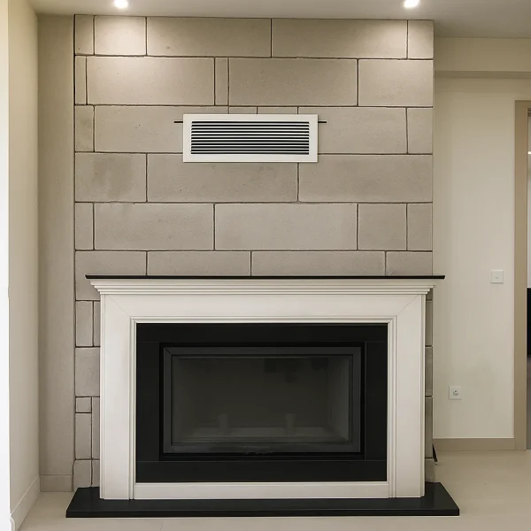 odunlu-somine-model-49-2 taş duvarla bütünleşen odunlu şömine modeli rustik ve doğal bir görünüm yaratırken, geniş cam yüzeyinden yansıyan alevlerle mekâna samimi bir sıcaklık kazandırıyor