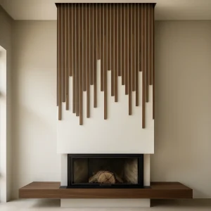 odunlu-somine-model-50-1 Ahşap panelli modern şömine, minimalist iç mekan tasarımıyla öne çıkan zarif odunlu şömine modeli.