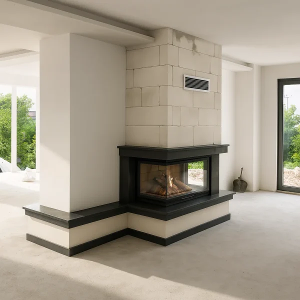 odunlu-somine-model-66-2 Modern iç mekânda 3 camlı odunlu şömine görünümü – Model 66