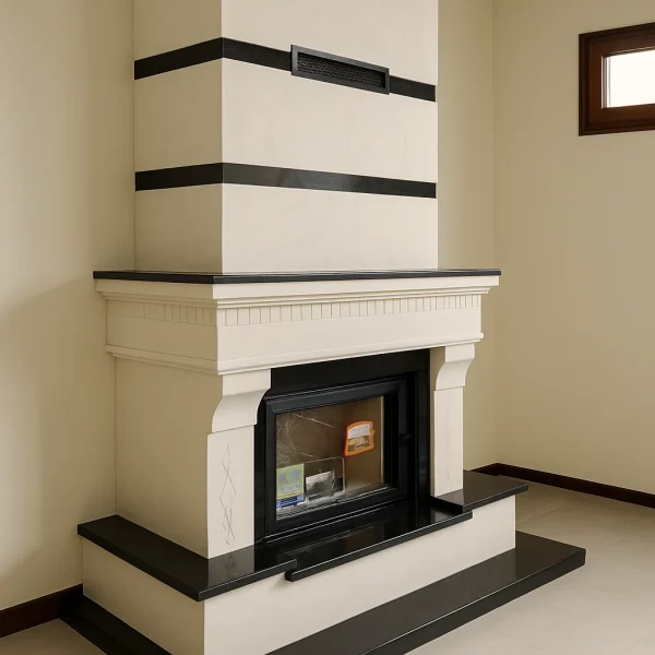 kabartma detaylı şömine yandan görünüm – Model 67