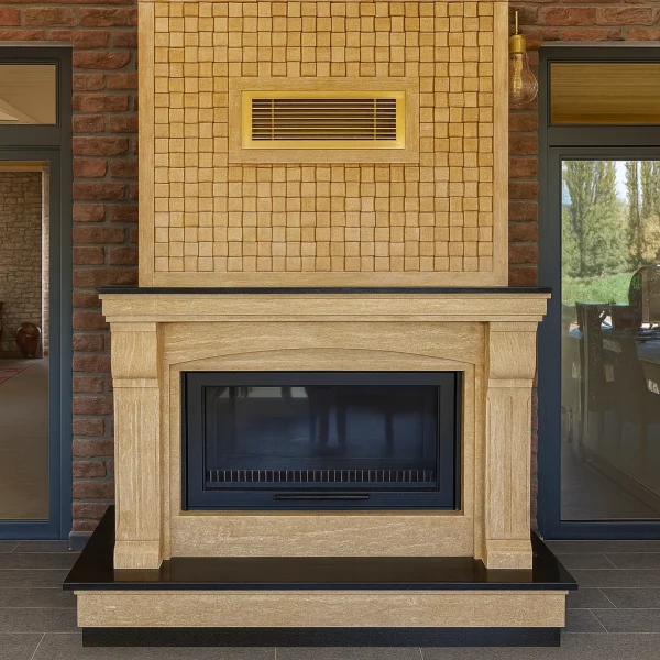 odunlu-somine-model-76-1 Model 76 modern traverten şömine modeli ön görünüm – doğal taş detaylı sade tasarım