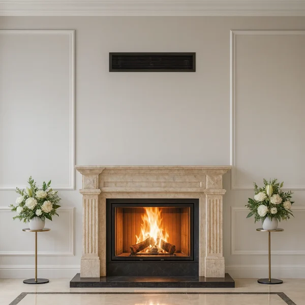 odunlu-somine-model-77-1 Sütun detaylı klasik odunlu şömine mermer çerçeveli ön görünüm – Model 77