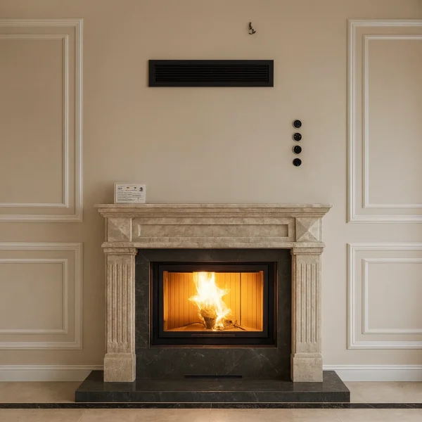 odunlu-somine-model-77-2 klasik odunlu şömine ateşli görünüm, salon iç mekan tasarımı – Model 77