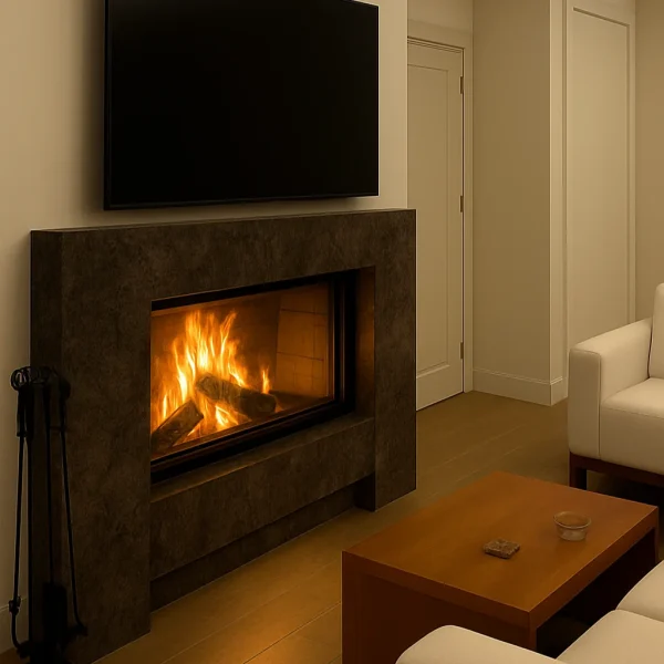 odunlu-somine-model-79-2 Yandan görünüşle sıcak alevlerin yansıdığı odunlu şömine tasarımı