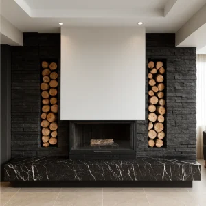 odunlu-somine-model-81-1 Model 81 büyük odunluk bölmeli modern şömine önden görünüm